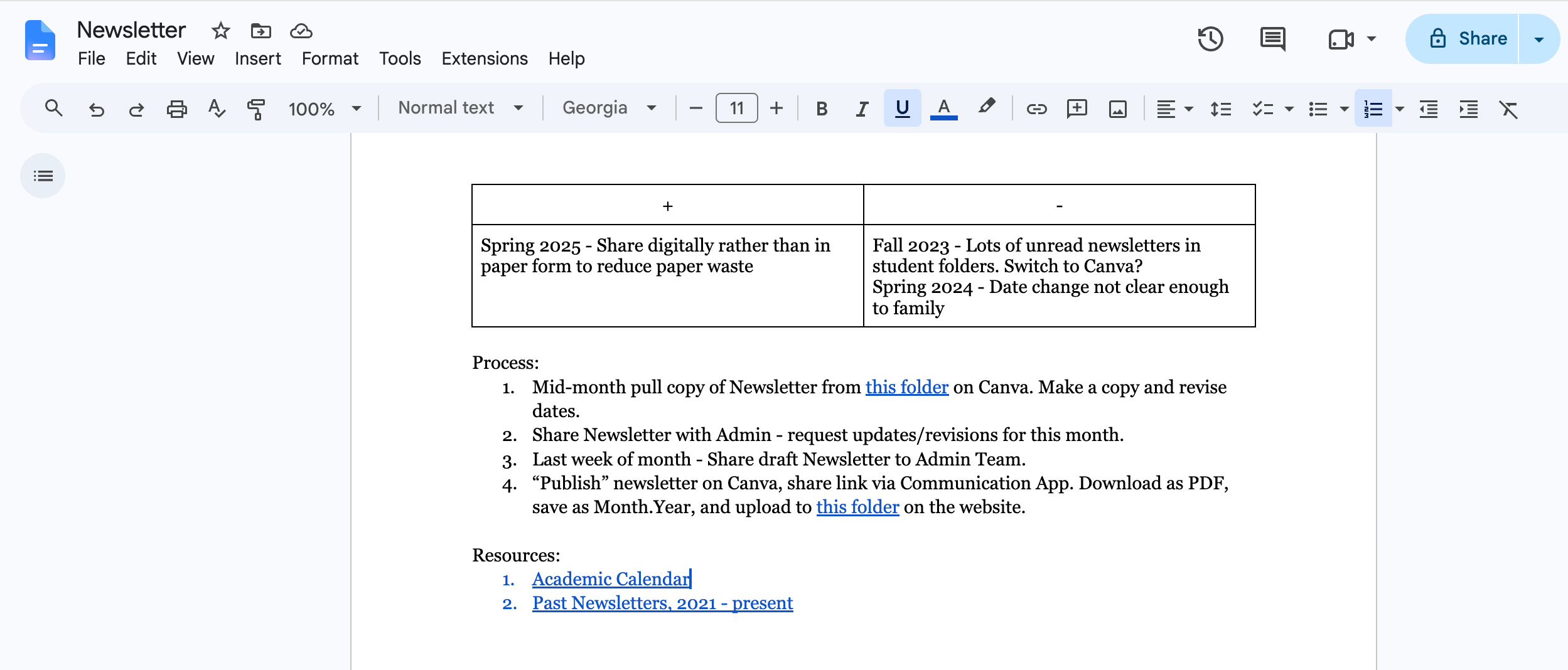 download preview for the Materials Document