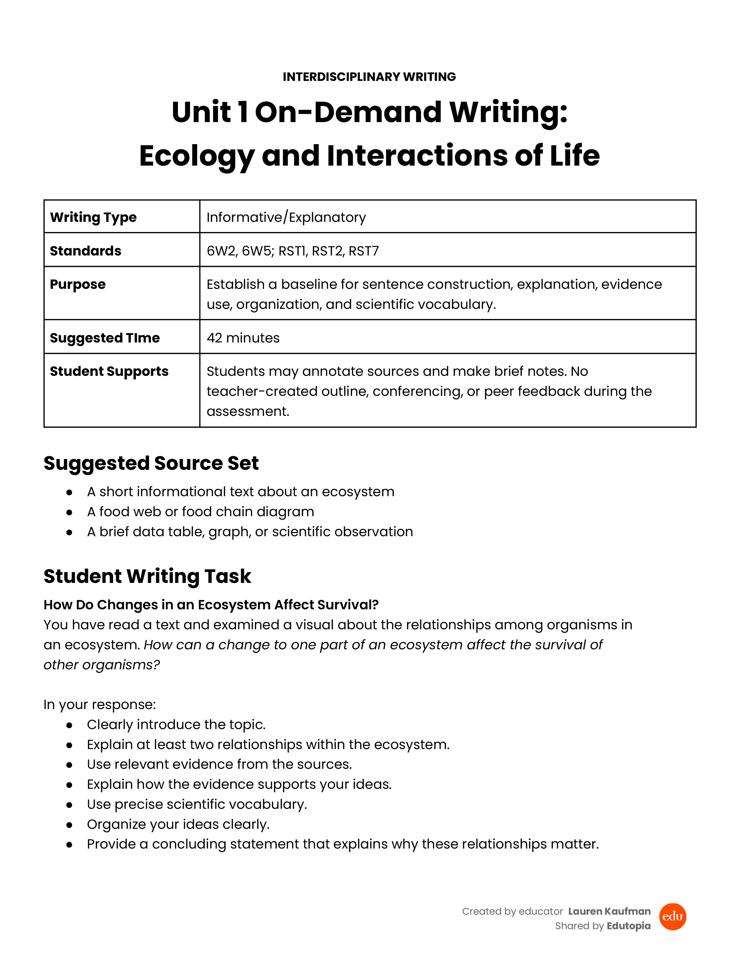 Download preview for Unit 1 On-Demand Writing