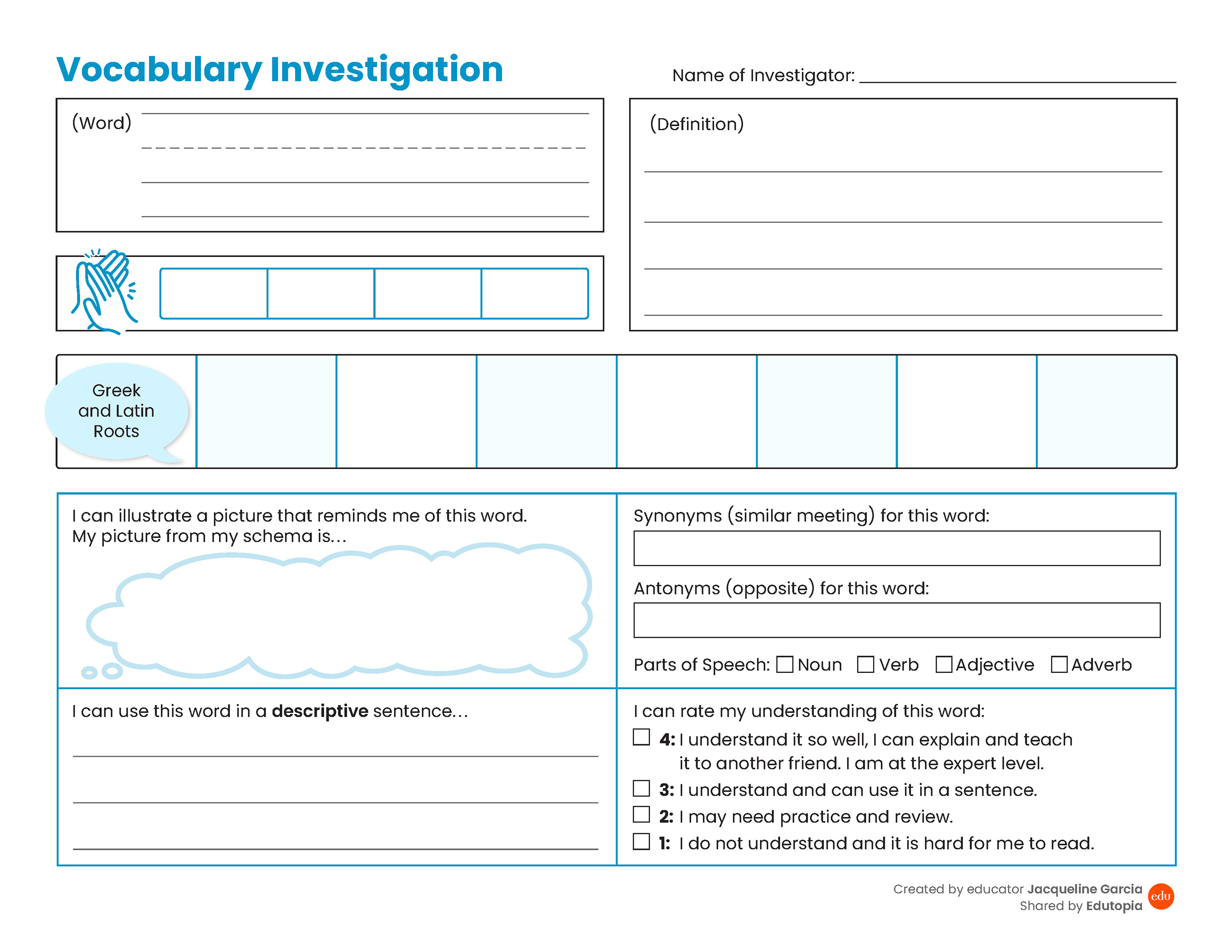 vocabulary worksheet