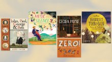 Collage of picture book covers for middle school students