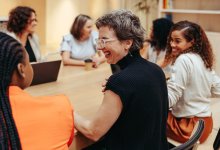 Co-workers in a positive meeting