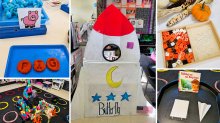 Grid of play-based learning stations