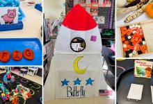 Grid of play-based learning stations