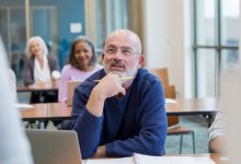 A high school teacher participating in a college course