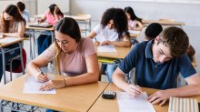 High school students taking a quiz