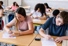 High school students taking a quiz